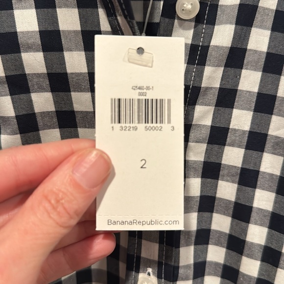 Gingham button down blouse Banana Republic SZ2 - Picture 3 of 5